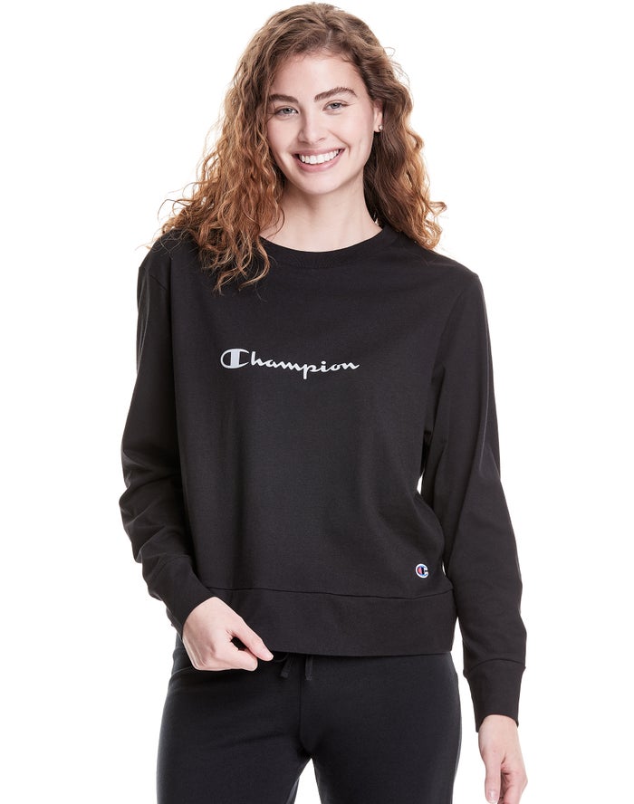 Champion T-Shirt Dames - Zwart - Sleep Pj Long-Sleeve ( 230859-LON )